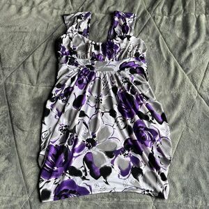 Vintage Y2K Can’t Miss purple and white floral mini dress/top
